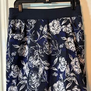 Callaway Navy and White Floral A-Line Skirt